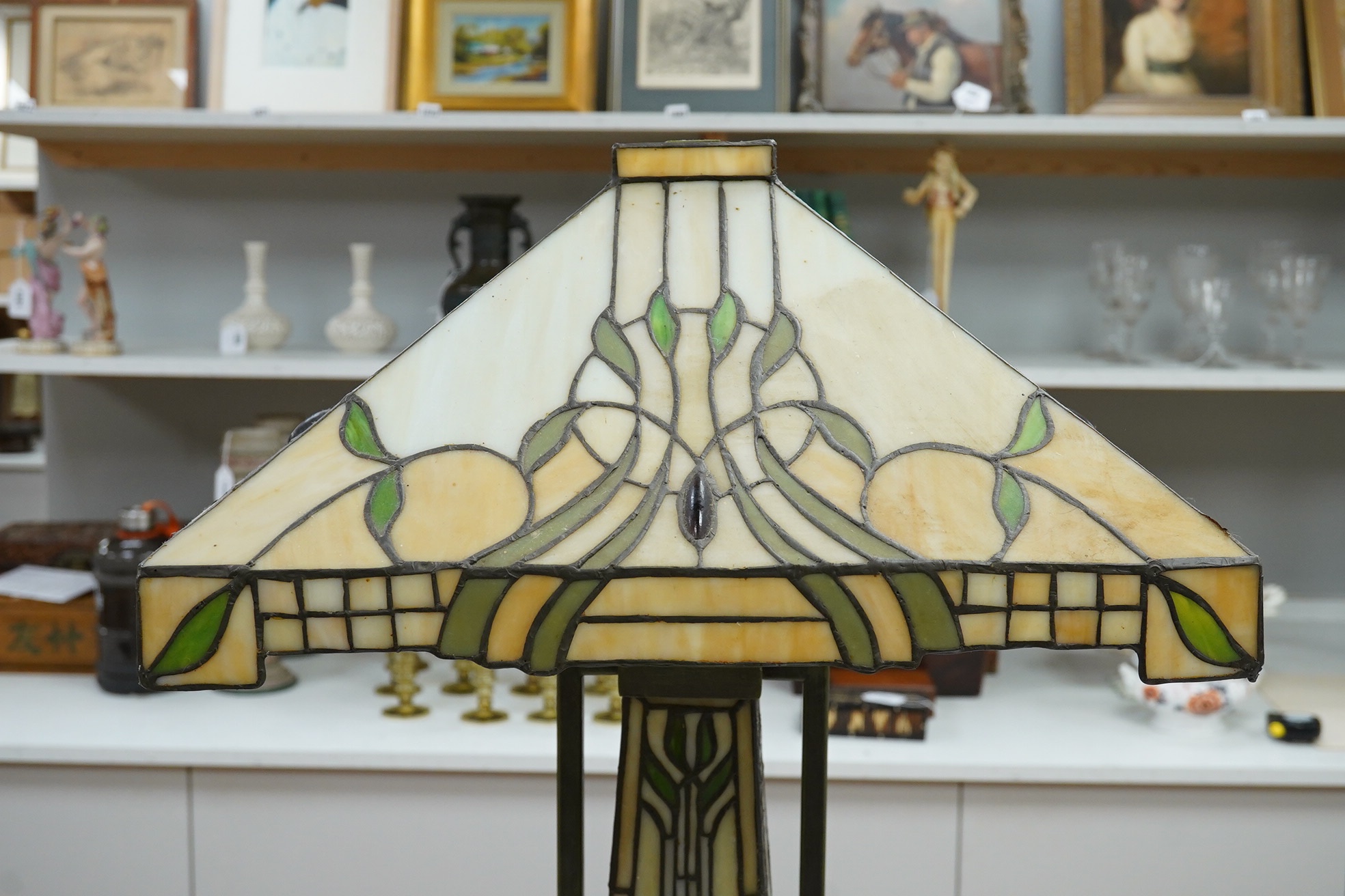 A Tiffany style table lamp, 67cm high. Condition - good, untested